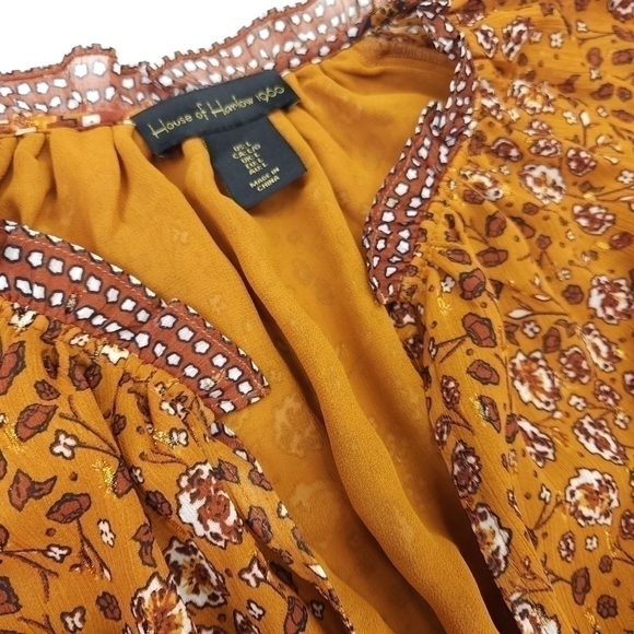 House of Harlow Revolve Brown Floral Boho Sheer Layered Ruffled Peasant … - Picture 16 of 16